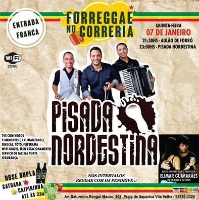 Cartaz da aula de forró com Elimar Guimarães no Forreggae no Correria